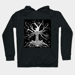 Yggdrasil, the Tree  of Nine Worlds, and  Mjolnir, the Hammer of Thor Hoodie